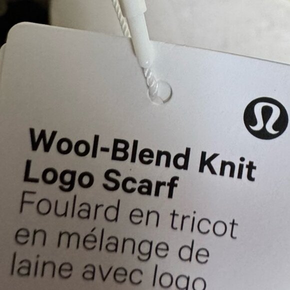 Lululemon NEW Logo Knit Merino Wool Scarf Wrap Long Cozy Warm Rare Black Gray - Picture 16 of 16